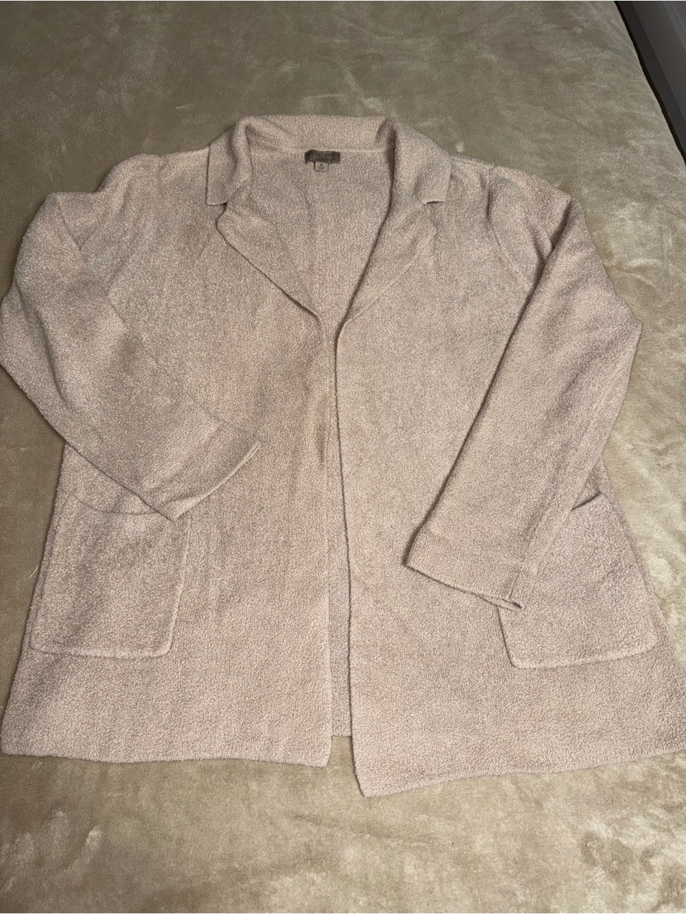 Barefoot Dreams Cozy Open-Front Cardigan in Mauve Taupe